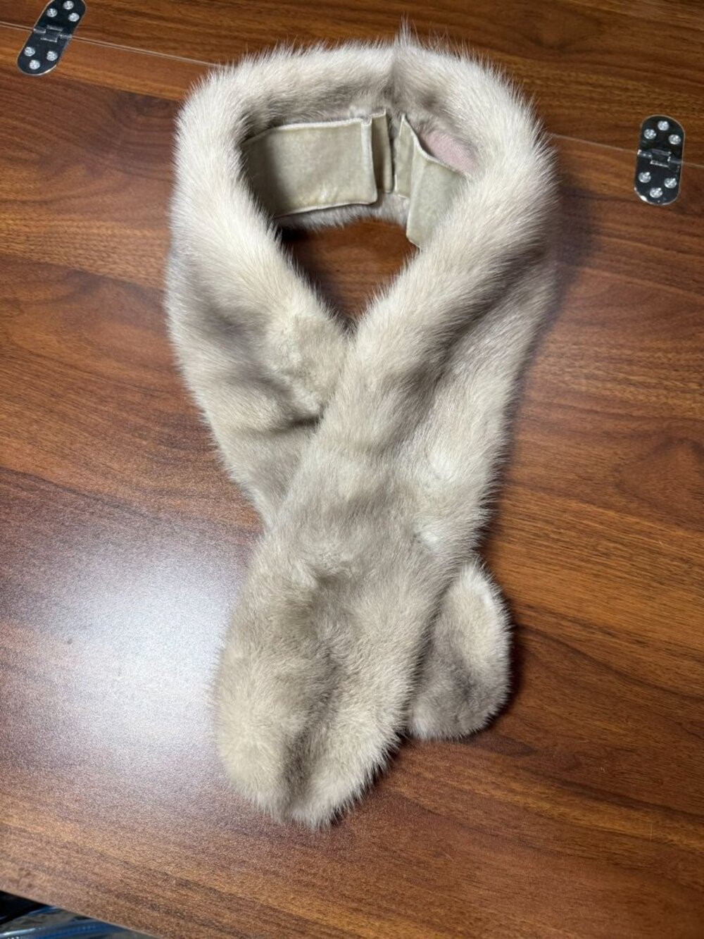 Grey Vintage Fur Collar Scarf Wrap
